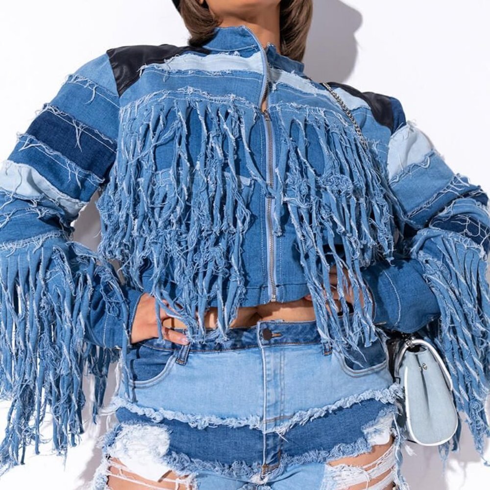 PLUS AZALEA WANG SHAGGY  BABY DENIM JACKET